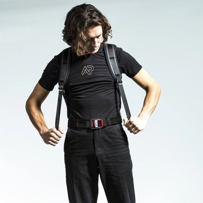 Ascentials Pro Exo Stretch, Adjustable Webbing Belt with Aluminum Buckle, Millitary Tactical Belt and Ergonomic Belt for Men (Red)