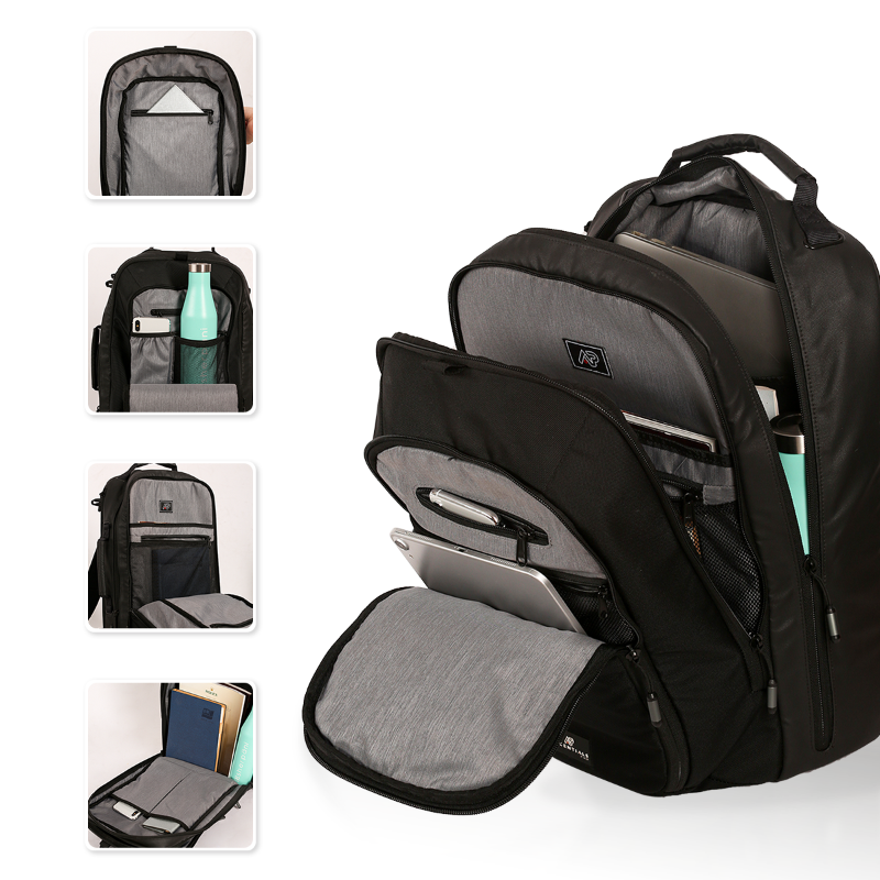 basecamp ascent laptop backpack Ascentials Pro Meta Carbon 15" Laptop Backpack Bundle With Toiletry Bag, Belt, Visa Holder For Men